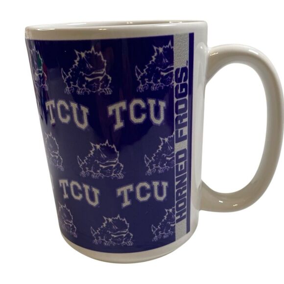 EUC TCU Horned Frogs Ceramic Coffee Mug Purple Design Coffee Cup - Picture 1 of 3